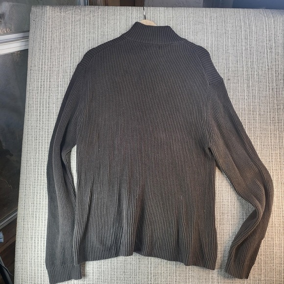 Banana Republic Sweater Mens Large Gray Ribbed‎ Mock Neck Button Knit Pullover - Picture 5 of 6
